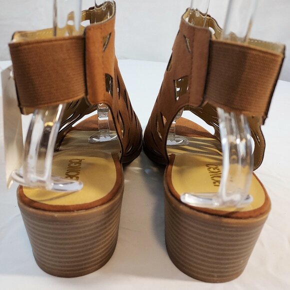 Womens Bongo Brown Block Heels Sandals Cutout Ankle Bootie Open Toe Shoe size 11 - Picture 5 of 12